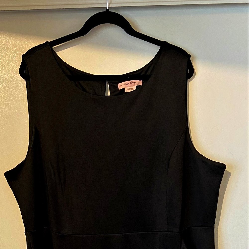 4X Black Ruffle Elastane Polyester Dress